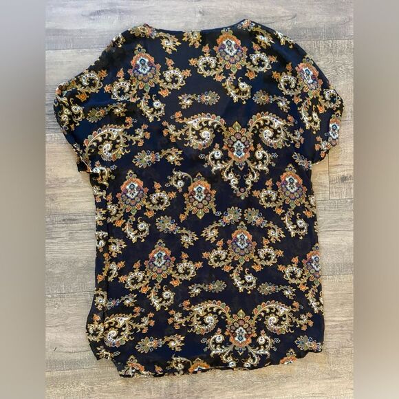 J. Crew women’s size large navy blue & gold royal paisley print swim cover tunic - Picture 5 of 6